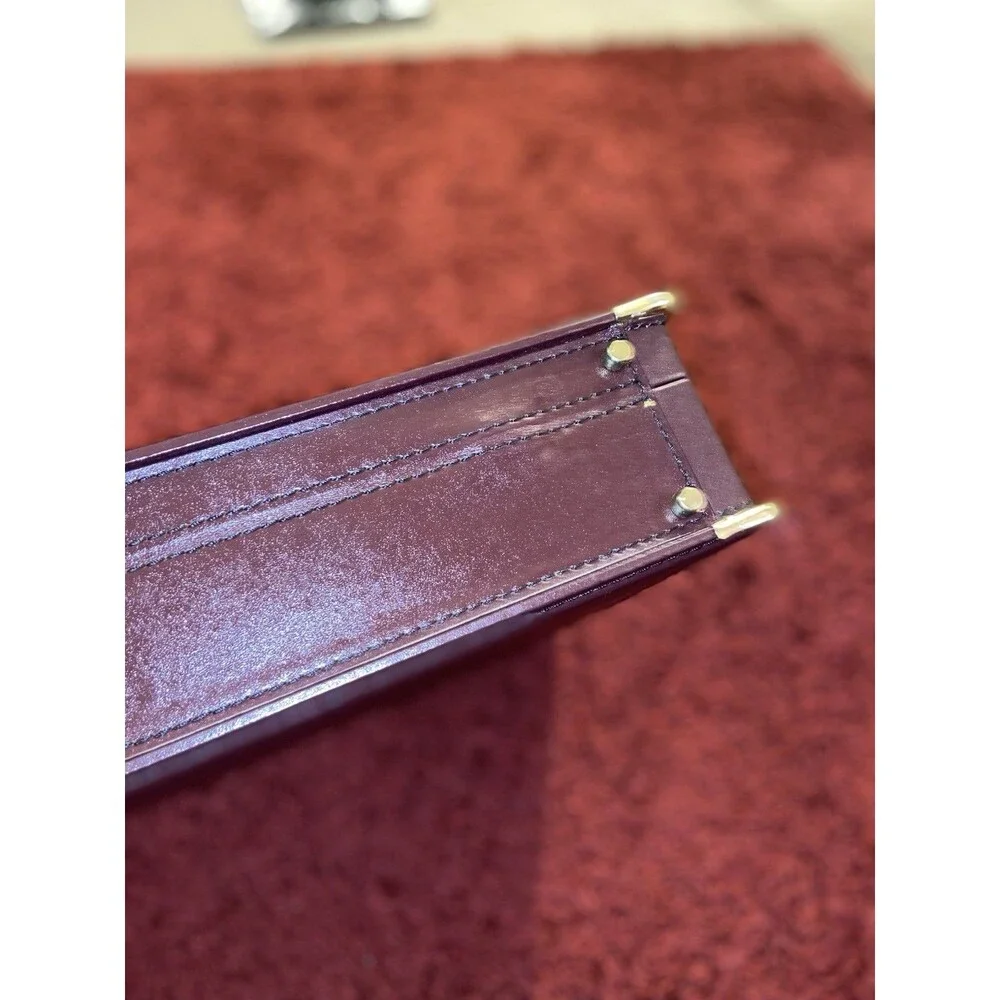 Burgundy Leather Briefcase w/ Combination Lock Executive Business Attache Case